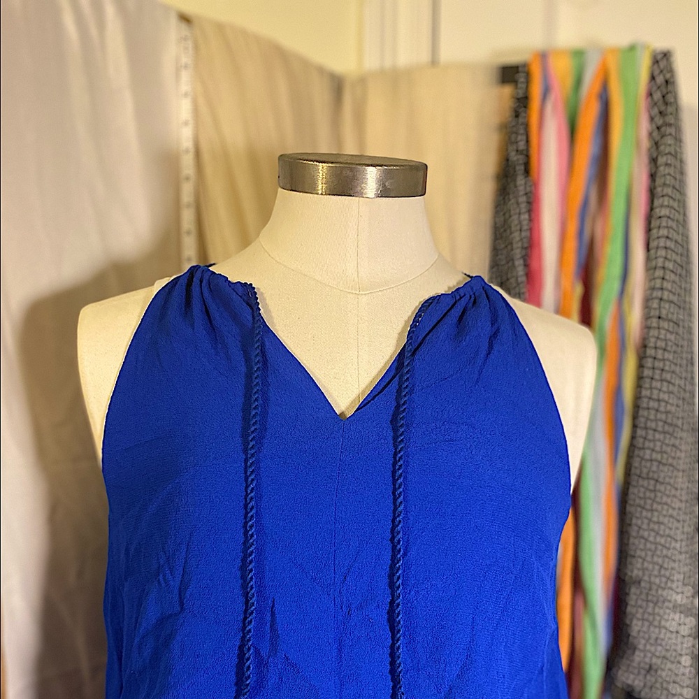 Madewell Blue Crepe Flutter Overlay Maxi Dress
